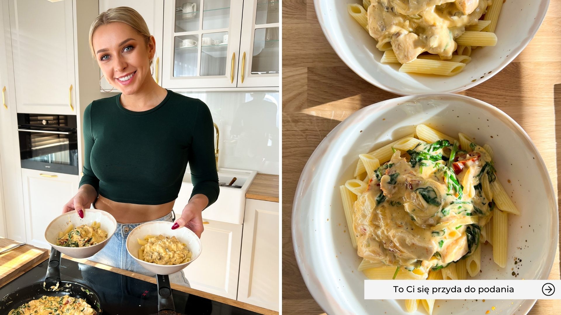 sposób na podanie makaronu z kurczakiem w sosie mascarpone